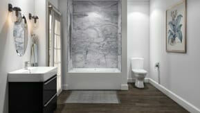 Modern Featuring Black And White Mixes bathroom